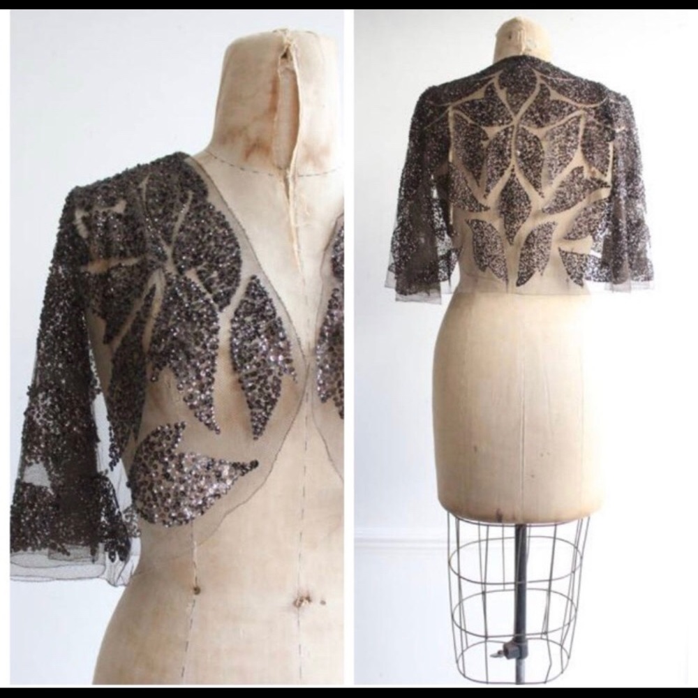 Vintage 1930's Tulle Sequin Embellished Capelet.